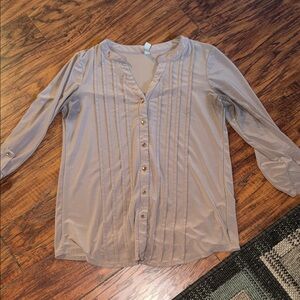 PerSeption Concept Taupe Button-Down Shirt